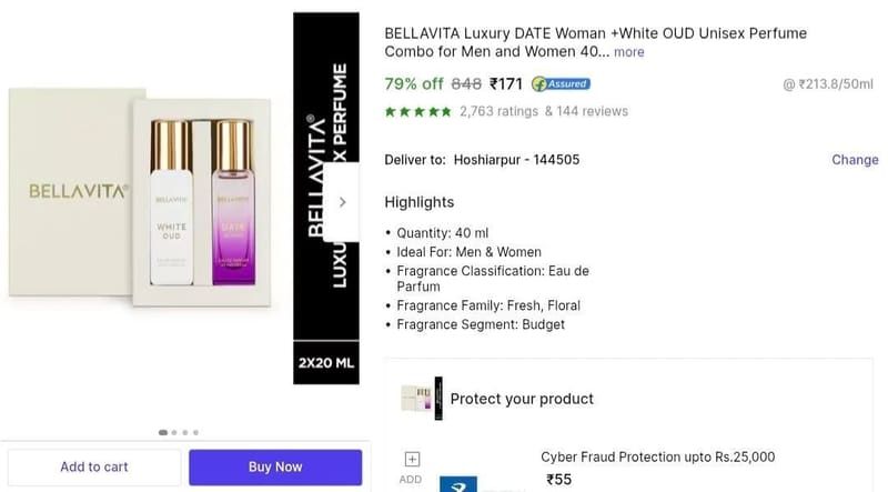 🔥 Bellavita Perfume Combo @ ₹171