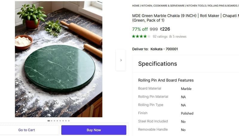 🔥  Green Marble Chakla @ ₹226