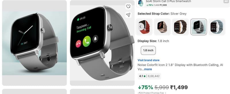 Flipkart | Noise Colorfit Icon 2 1.8'' Display Smartwatch 1499