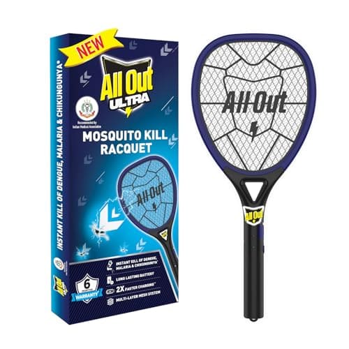 🛍️ All Out Mosquito Kill Racquet | 2X Faster Charging* | Mosquito Bat | Racket to Kill Mosquitoes Instantly | 6 Months Warranty | Long Lasting Battery | Recommended by Indian Medical Association