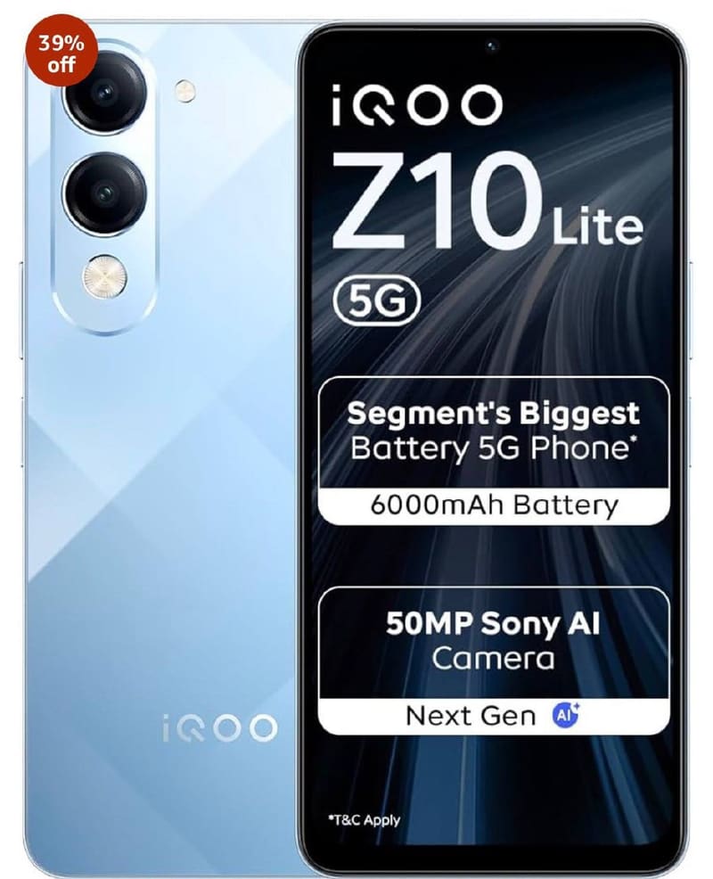 iQOO Z10 Lite 5G (4GB/64GB) at ₹14724 (Effectively)