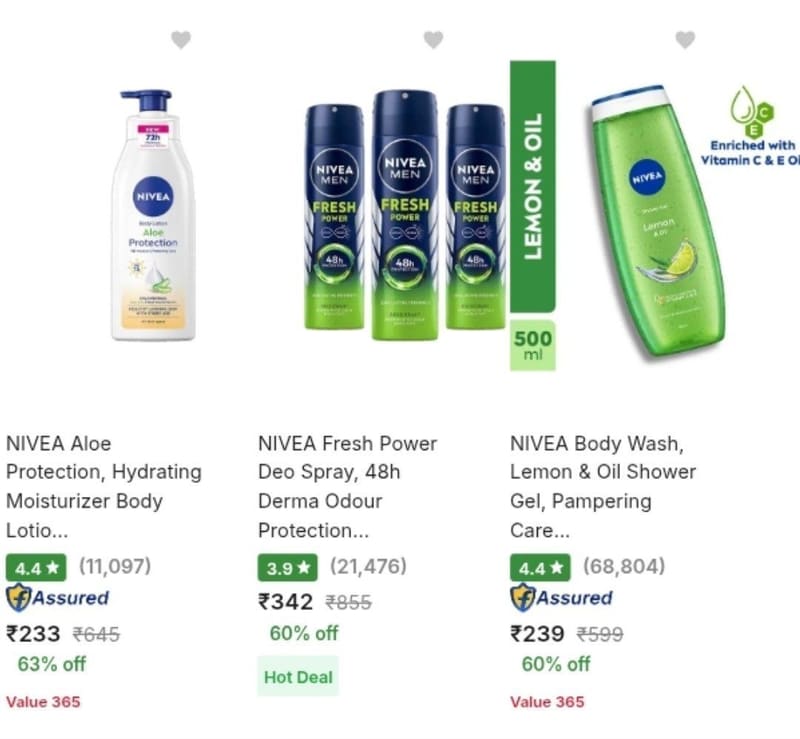 Flipkart | Upto 65% Off On Nivea Beauty Products